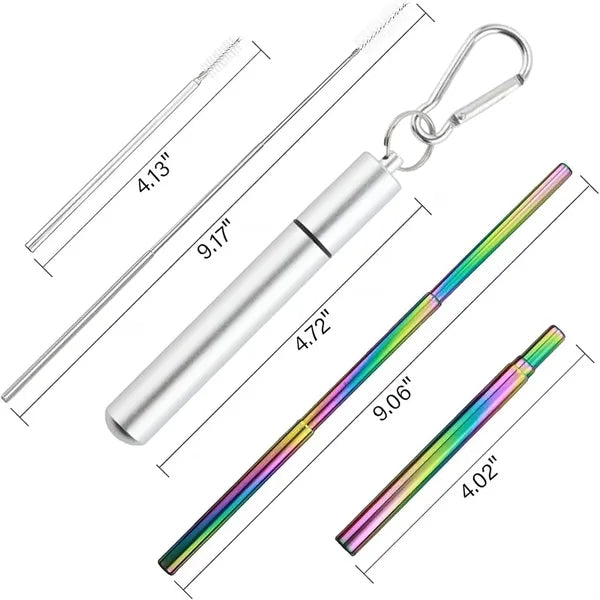 Collapsible Drinking Straw with Keychain Holder