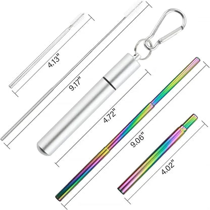 Collapsible Drinking Straw with Keychain Holder