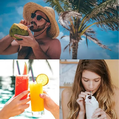 Collapsible Drinking Straw with Keychain Holder