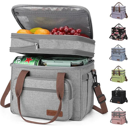 Double Deck Expandable Lunch Cooler Bag