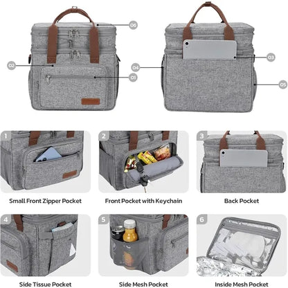 Double Deck Expandable Lunch Cooler Bag