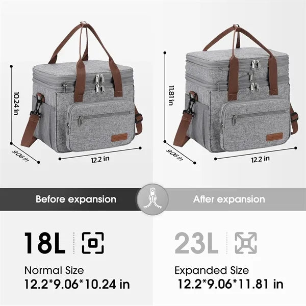 Double Deck Expandable Lunch Cooler Bag