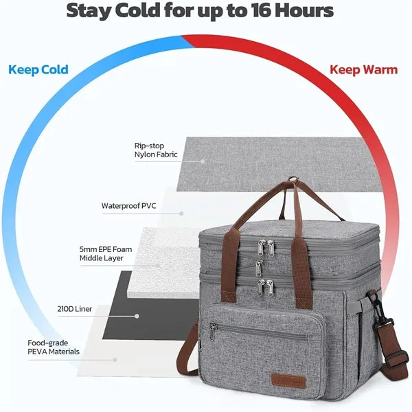 Double Deck Expandable Lunch Cooler Bag