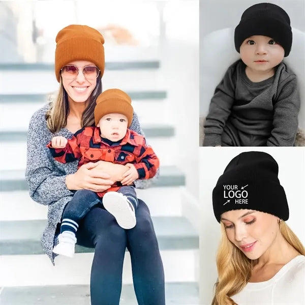 Children And Adults Winter Beanie Hat Unisex Cuffed Knit Cap