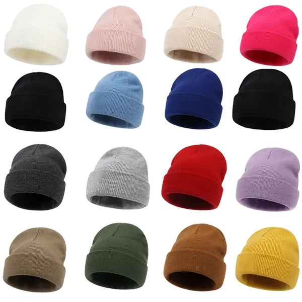 Children And Adults Winter Beanie Hat Unisex Cuffed Knit Cap