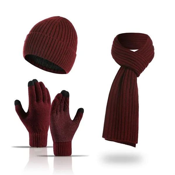 Unisex Winter Warm Hats Scarf with Touchscreen Gloves