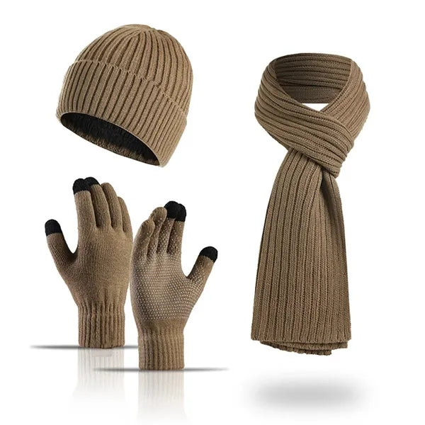 Unisex Winter Warm Hats Scarf with Touchscreen Gloves
