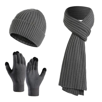 Unisex Winter Warm Hats Scarf with Touchscreen Gloves