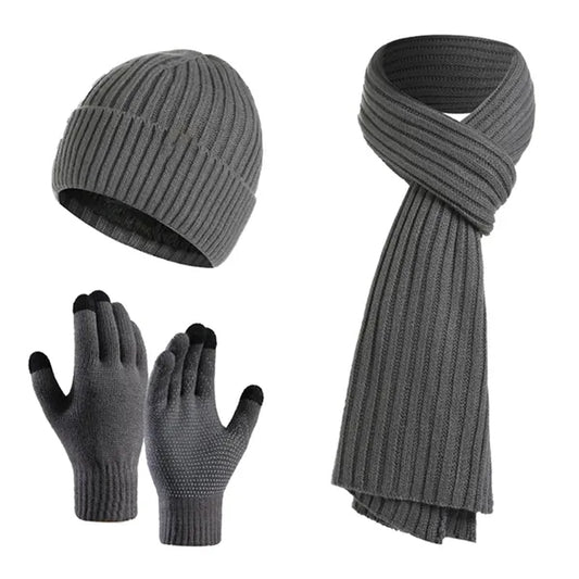 Unisex Winter Warm Hats Scarf with Touchscreen Gloves