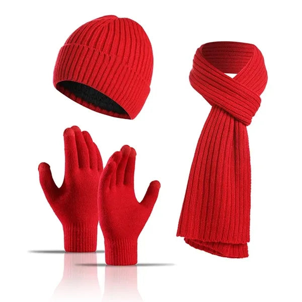 Unisex Winter Warm Hats Scarf with Touchscreen Gloves