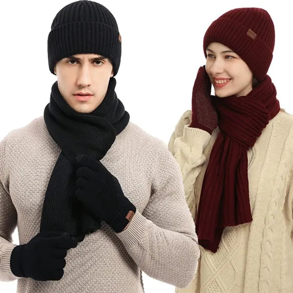 Unisex Winter Warm Hats Scarf with Touchscreen Gloves