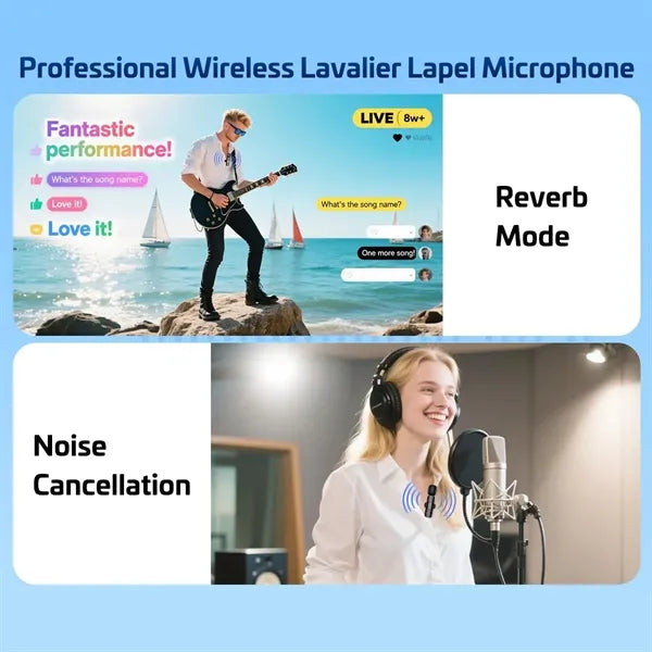 Wireless Clip On Microphone Dual Noise Reduction
