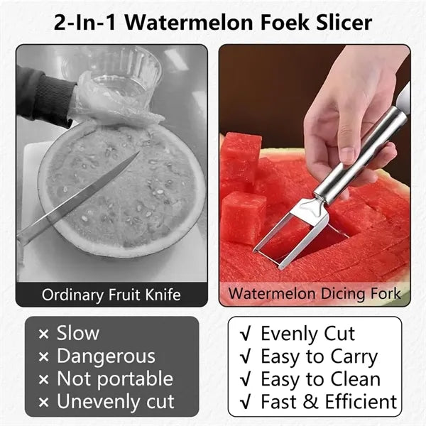 Stainless Steel Dual Head Watermelon Cutter Fork