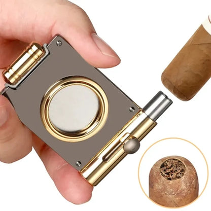 Single Blade Cigar Cutter with Integrated Cigar Punch