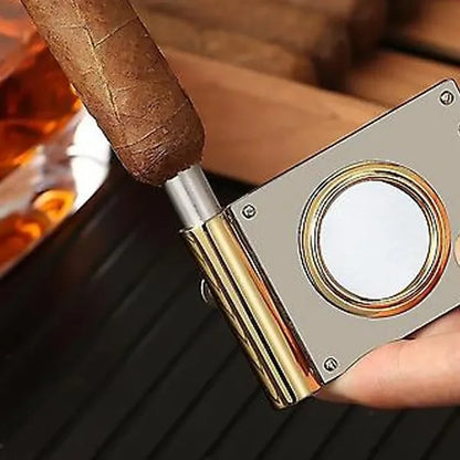 Single Blade Cigar Cutter with Integrated Cigar Punch