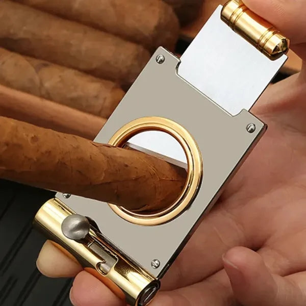 Single Blade Cigar Cutter with Integrated Cigar Punch