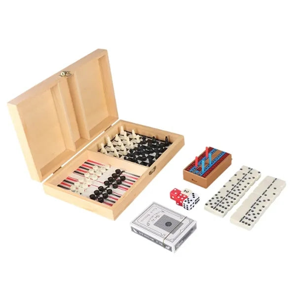Classic Wooden Multi Games Chess Set w/ Playing Cards Dice