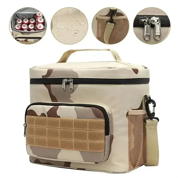 15L Tactical Insulated Cooler Lunch Bag with Molle Webbing