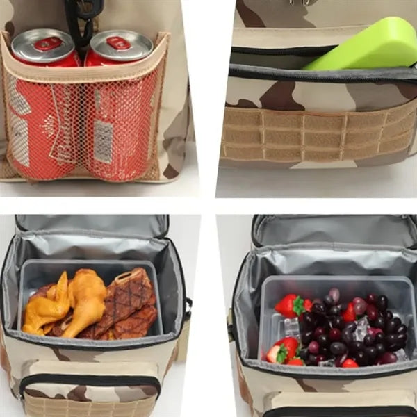 15L Tactical Insulated Cooler Lunch Bag with Molle Webbing