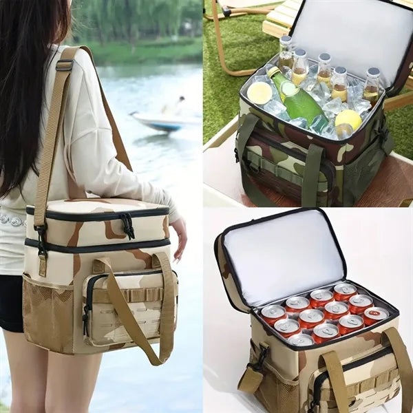 15L Tactical Insulated Cooler Lunch Bag with Molle Webbing