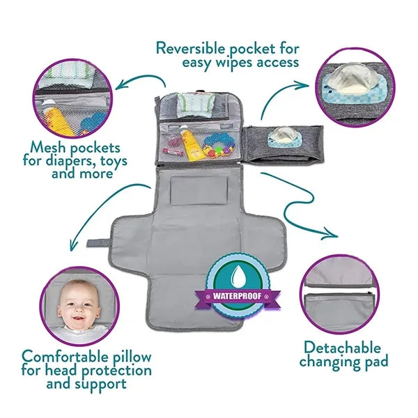 Smart Baby Diaper Changing Pad Travel Bag W/ Wipe Dispenser