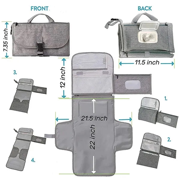 Smart Baby Diaper Changing Pad Travel Bag W/ Wipe Dispenser