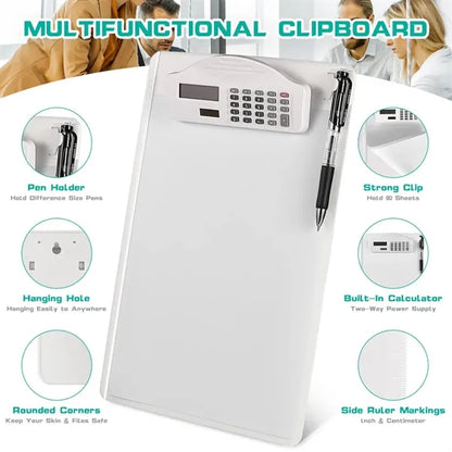 A4 Clipboard with Solar Rechargeable Calculator