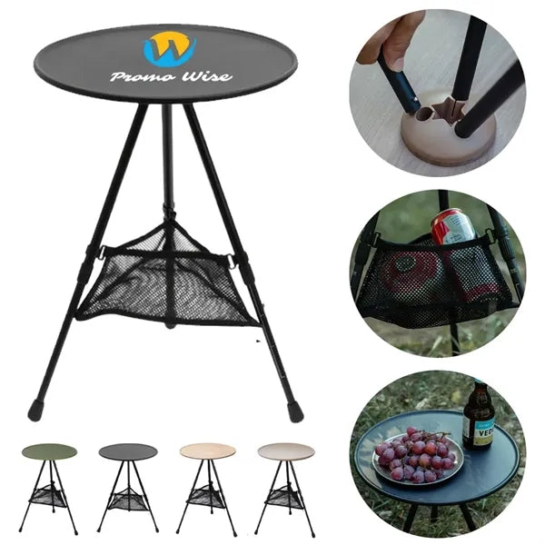 Foldable Camping Round Table Liftable with Two Height Levels