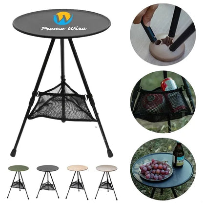 Foldable Camping Round Table Liftable with Two Height Levels
