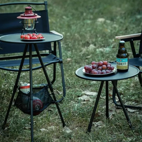 Foldable Camping Round Table Liftable with Two Height Levels