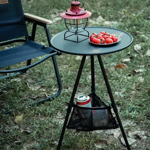 Foldable Camping Round Table Liftable with Two Height Levels
