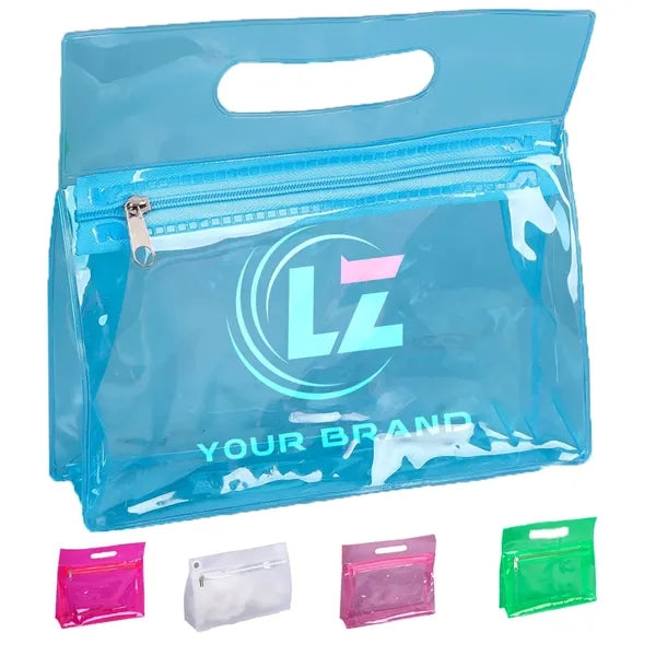 Colored PVC Cosmetic And Toiletries Packaging Zipper Handbag