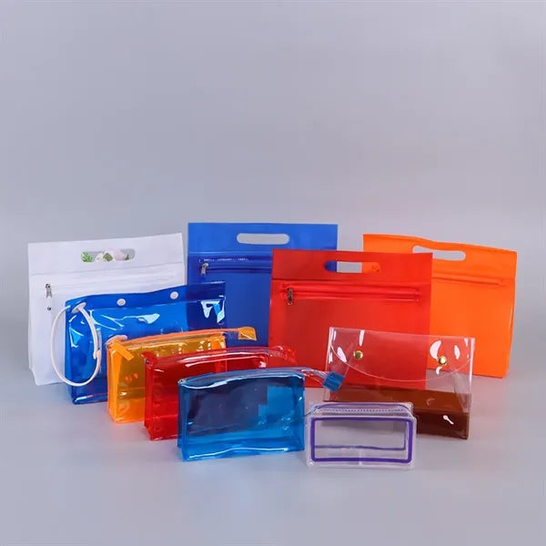 Colored PVC Cosmetic And Toiletries Packaging Zipper Handbag