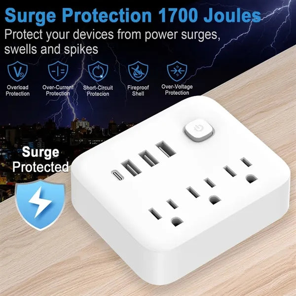 180 Rotating Power Strip Multi-Protection for Safe Charging