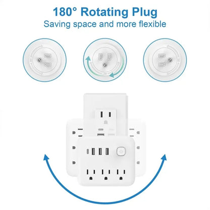 180 Rotating Power Strip Multi-Protection for Safe Charging