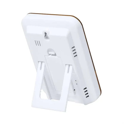 LED Bamboo Frame Clock with Temperature and Humidity Display