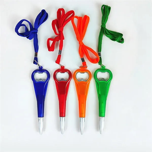 Twist-Top Ballpoint Pen with Bottle Opener and 15" Lanyard