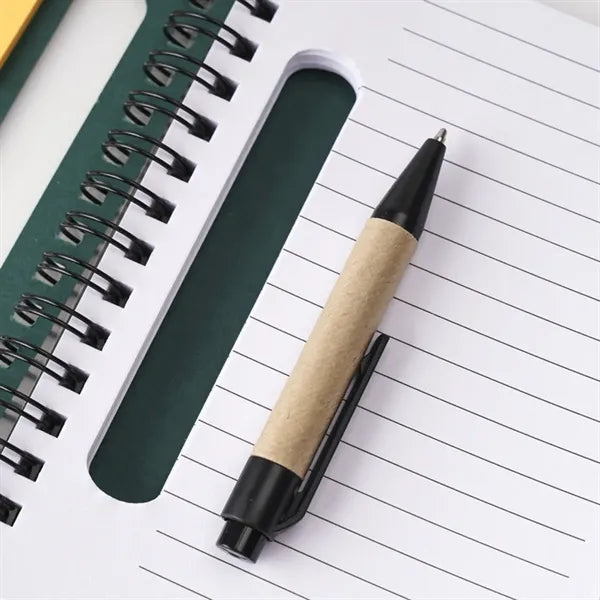 Spiral Book with Built-In Pen and Various Sticky Notepads