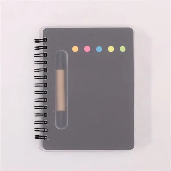 Spiral Book with Built-In Pen and Various Sticky Notepads