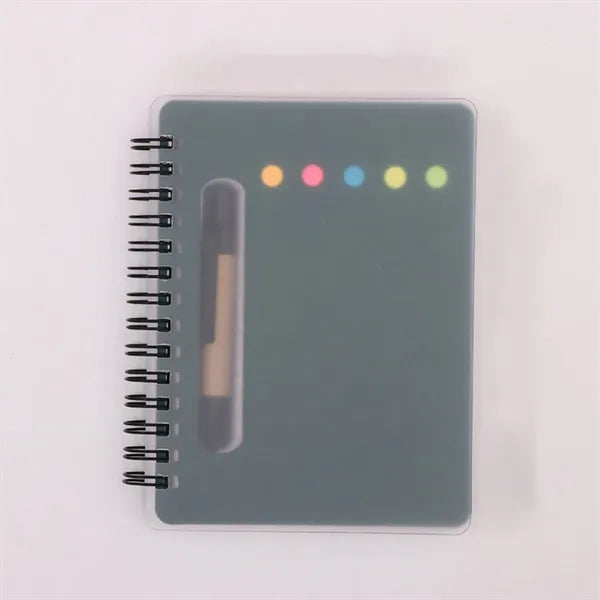Spiral Book with Built-In Pen and Various Sticky Notepads