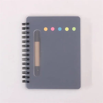 Spiral Book with Built-In Pen and Various Sticky Notepads