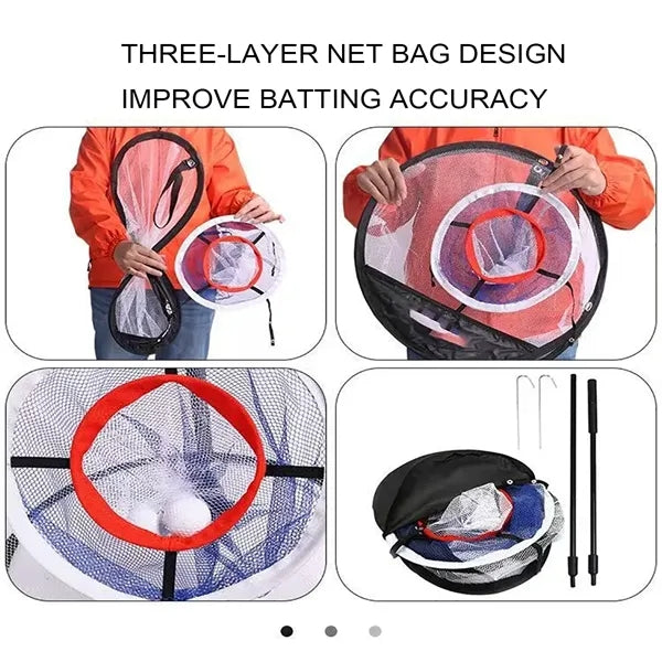 Portable Three-Layer Golf Chipping Practice Target Net