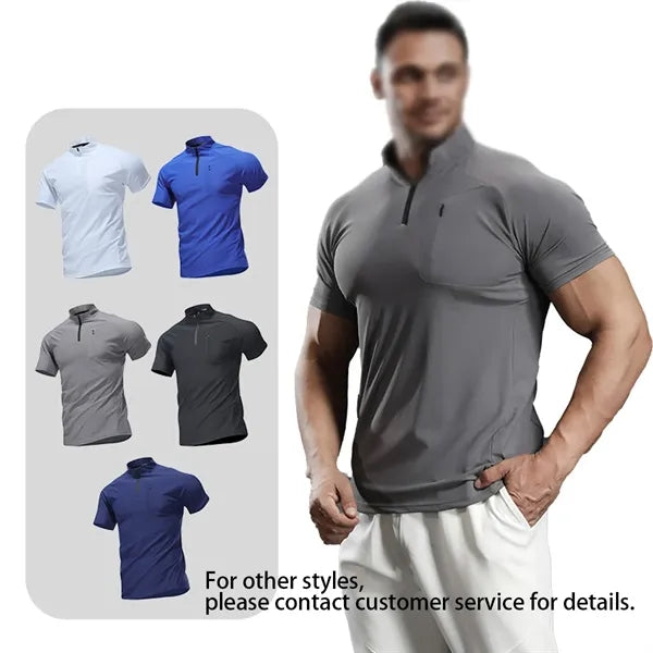 Quick dry casual running slim fit mock neck polo shirts