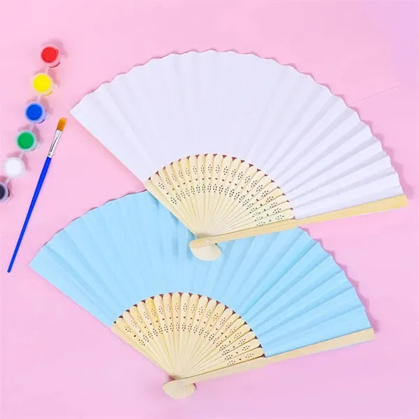 DIY Kindergarten Handmade Drawing Blank Foldable Paper Fan