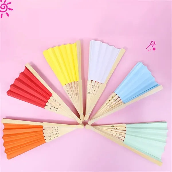 DIY Kindergarten Handmade Drawing Blank Foldable Paper Fan