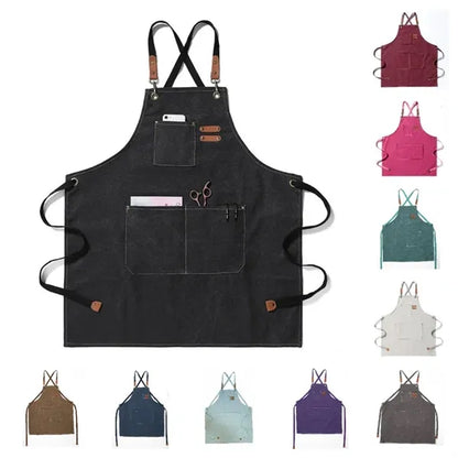 Canvas Cross Back Cotton Aprons for Men Women
