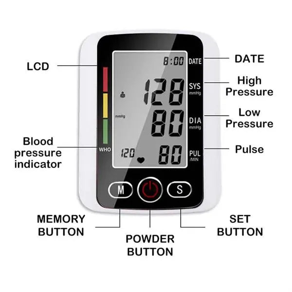 Digital Blood Pressure Monitor Machine with Upper Arm Cuff