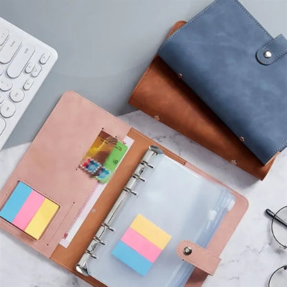 A6 PU Leather Refillable Notebook with Stick and Card Slots