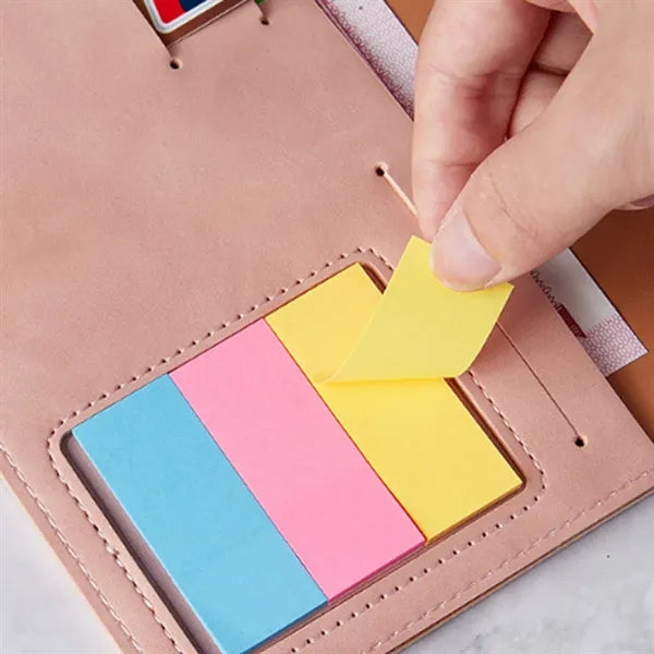 A6 PU Leather Refillable Notebook with Stick and Card Slots