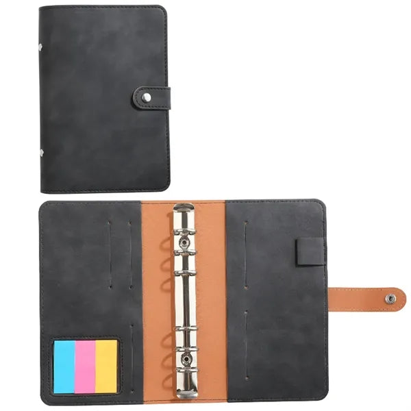 A6 PU Leather Refillable Notebook with Stick and Card Slots